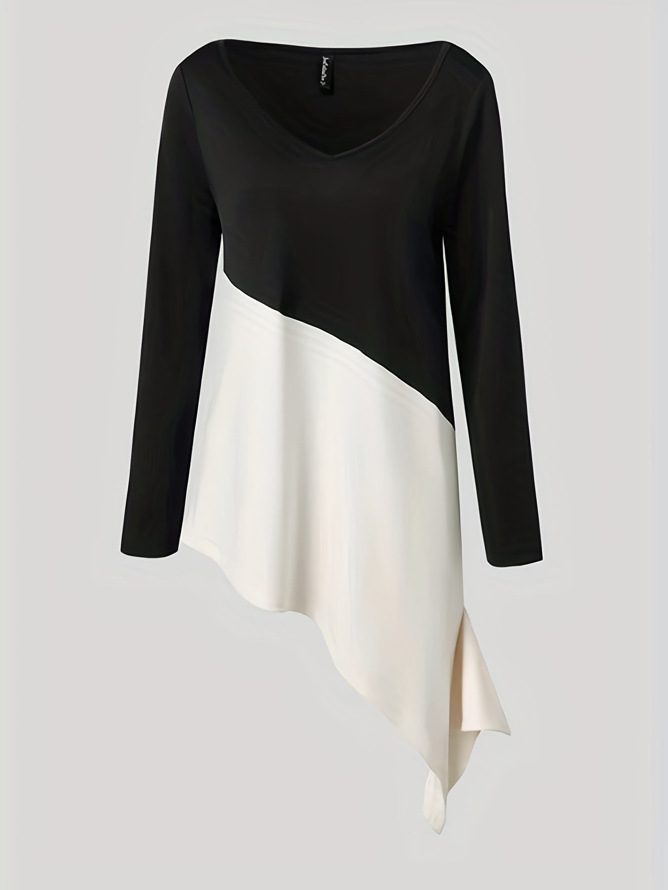 Casual Colorblock Two piece Set Long Sleeve V Neck Top & Pants Outfits