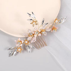 Crystal Bride Wedding Hair Comb with Pearl Bridal Side Combs