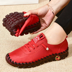 Women's Solid Flat Sneakers Casual Lace Up Low Top Shoes