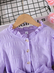 Girls Retro Princess Dress Midi Length Long Sleeve Casual Dress