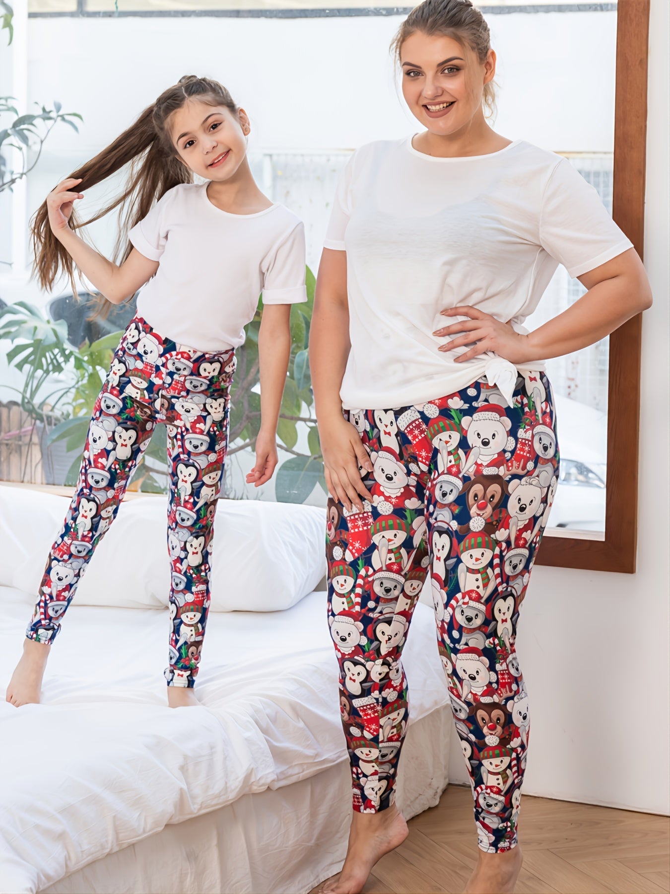 Cartoon Animals Christmas Leggings for Kids
