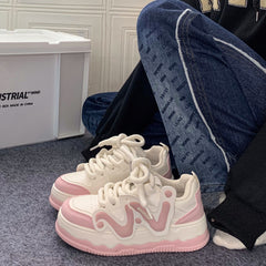 Women's Letter Lace up Skate Shoes Non slip Flatform Outdoor Sneakers