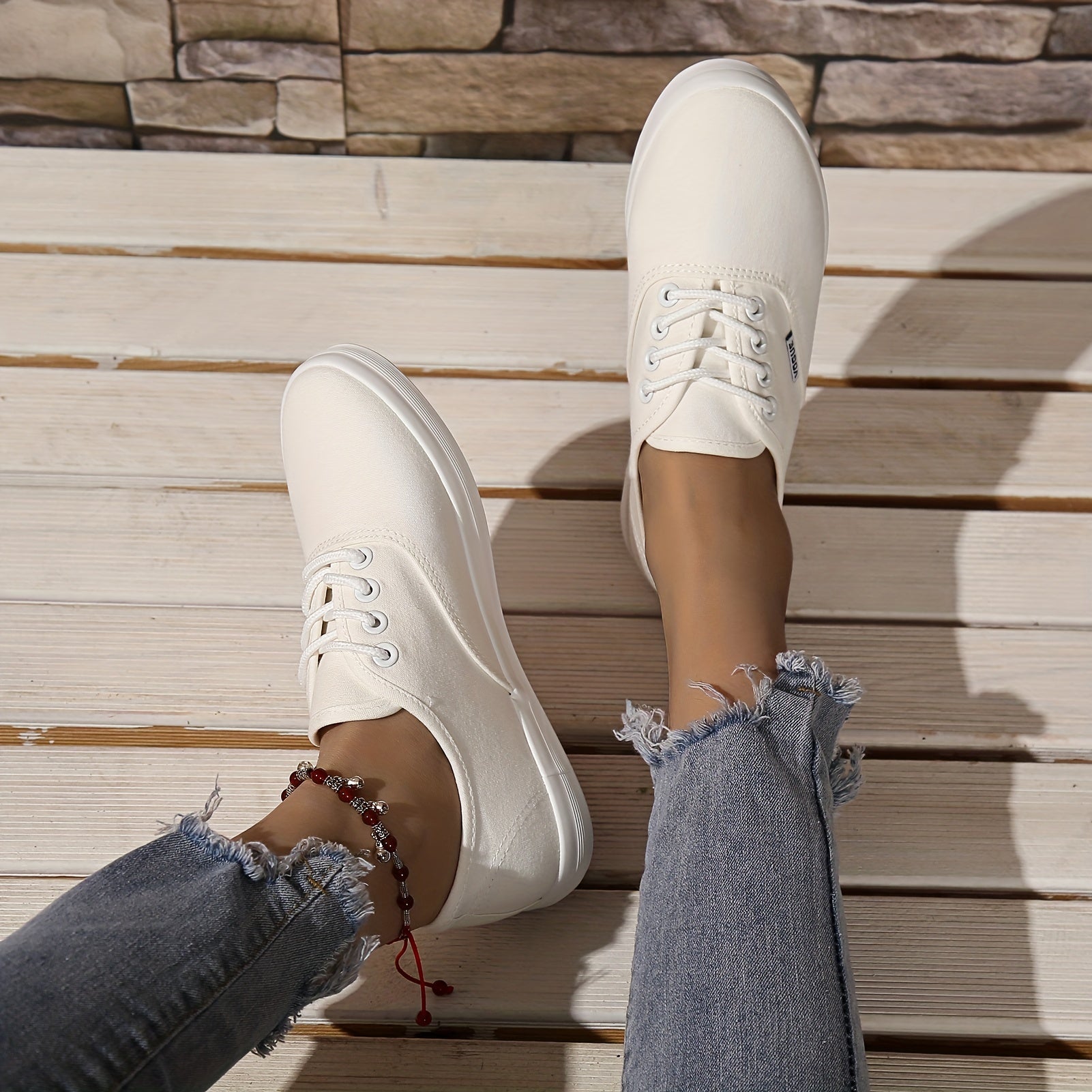 Women's Canvas Sneakers Lace Up Low Top Walking Shoes