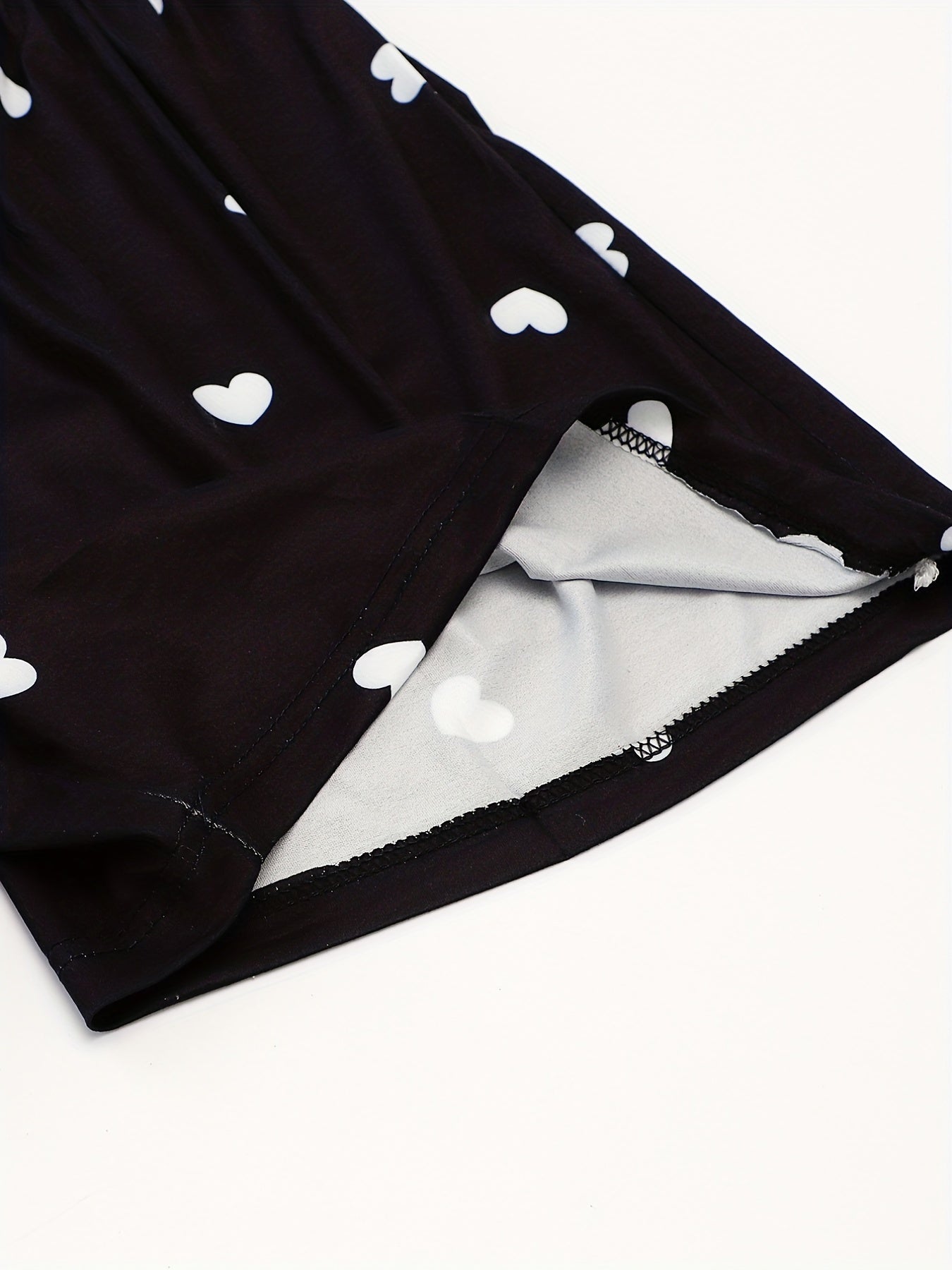 Heart Print Sleep Bottoms Soft & Comfy Elastic Waistband Shorts Women's