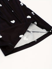 Heart Print Sleep Bottoms Soft & Comfy Elastic Waistband Shorts Women's
