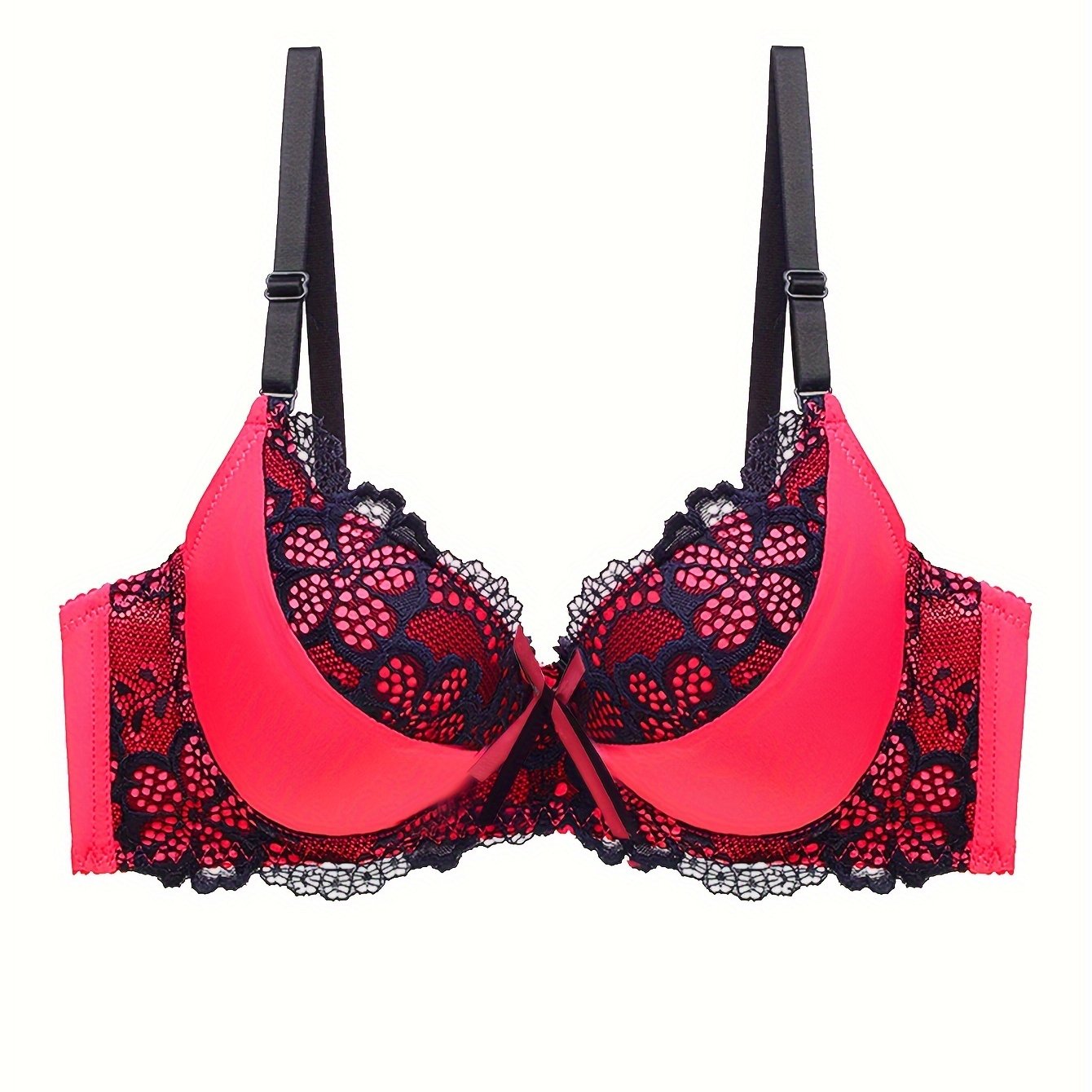 Colorblock Lace Push Up Bra Women's Lingerie