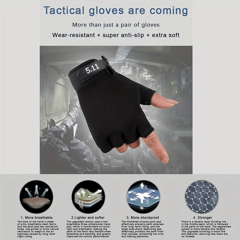 Men's Half Finger Outdoor Cycling Gloves Non slip Fitness Gloves
