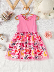 Girls Dinosaur Tulle Dress Party Princess Beach Holiday Outfit
