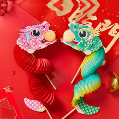 Chinese Year Dragon and Snake Paper Craft DIY Kit Traditional Folk Art Lucky Set