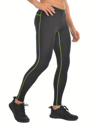 Men's Striped Leggings High Stretch Sports Compression Pants