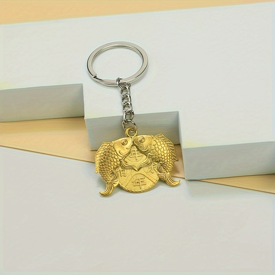 Vintage Lucky Fish Keychain Keyring Pendant Christmas Thanksgiving Gift