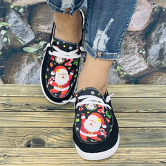 Women's Christmas Santa Claus Sneakers Non-slip Lace-up Shoes