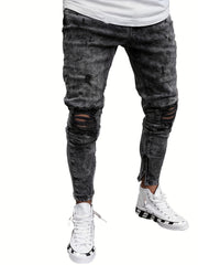Men's Slim Fit Ripped Jeans Distressed Denim Pants