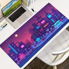 Pixel Style Night City Scene Vehicle Art Anti-Slip Mouse Pad