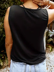 Letter Print V Neck Tank Top for Summer Women's Clothing