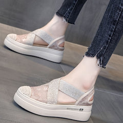 Women's Cross Strap Lace Espadrille Sandals Slingback Slip On Platform Shoes