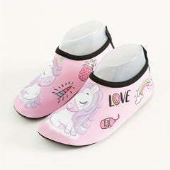 Girl's Cartoon Pony Water Shoes Quick Dry Non Slip Soft Beach Aqua Socks