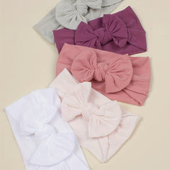 5pcs Soft Nylon Bow Elastic Headband Hair Accessories for Baby Girls