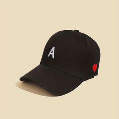 Heart A Embroidery Baseball Cap Lightweight Sun Hats For Women