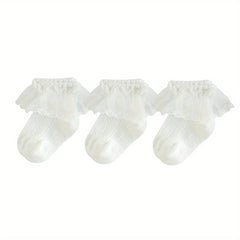 Girls Lace Trim Ankle Socks Mesh Comfortable Princess Socks for Kids