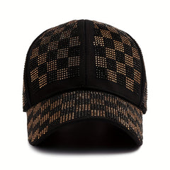 Plaid Baseball Cap Solid Cotton Dad Hat Adjustable Sun Hats