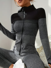 Striped Pattern Casual Sports Jacket Sweatshirts Coat