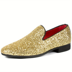 Men's Glitter Loafers Slip-On Dress Shoes for Party Wedding