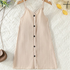 Girls' V-Neck Button Cami Dress