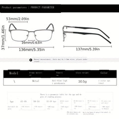Men's Stainless Steel Business Glasses Anti Light Anti UV