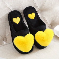 Women's Heart Decor Slippers Closed Toe Slip On Shoes Warm Winter