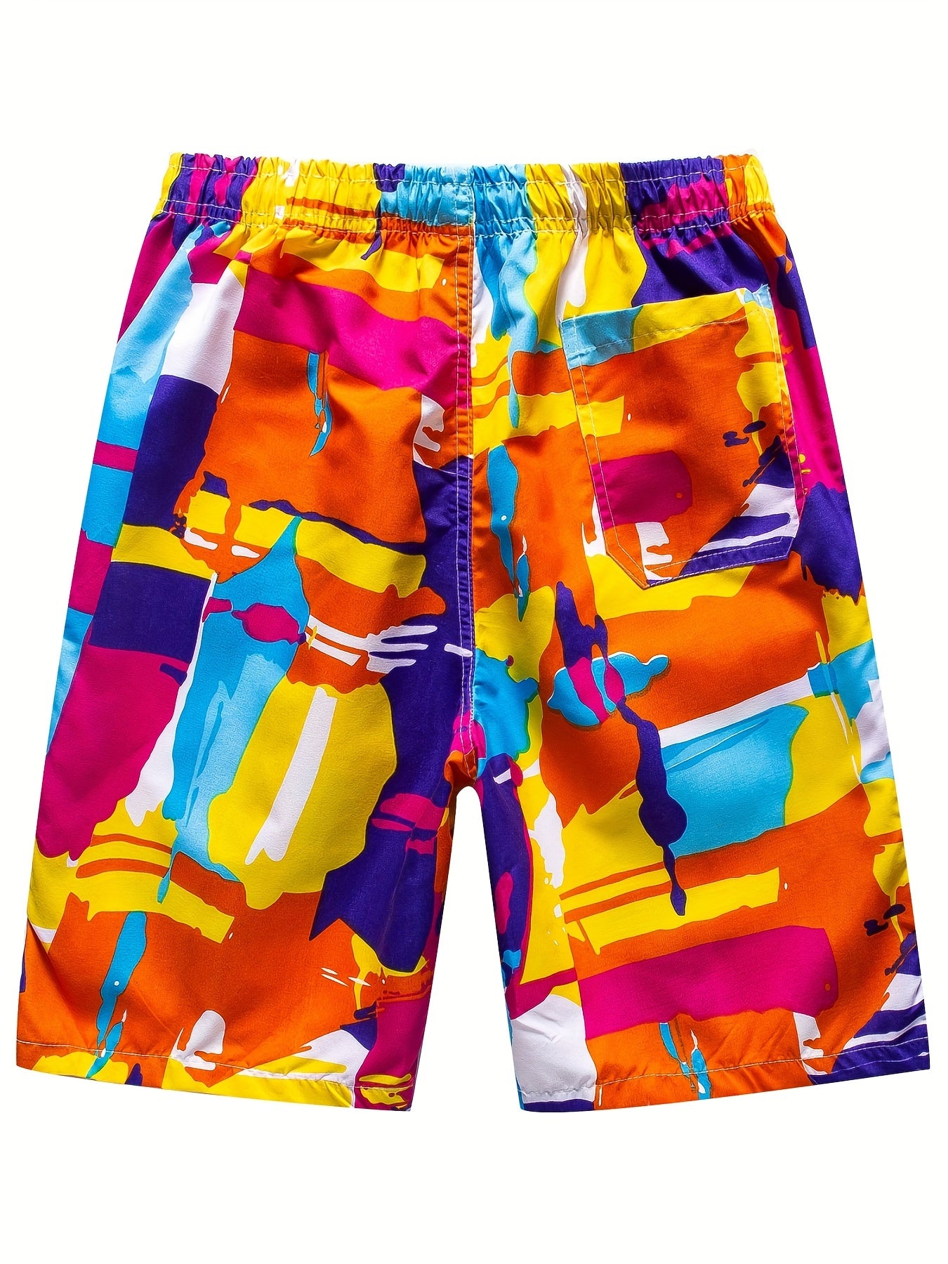 Men's Paints Splash Elastic Waist Drawstring Beach Shorts