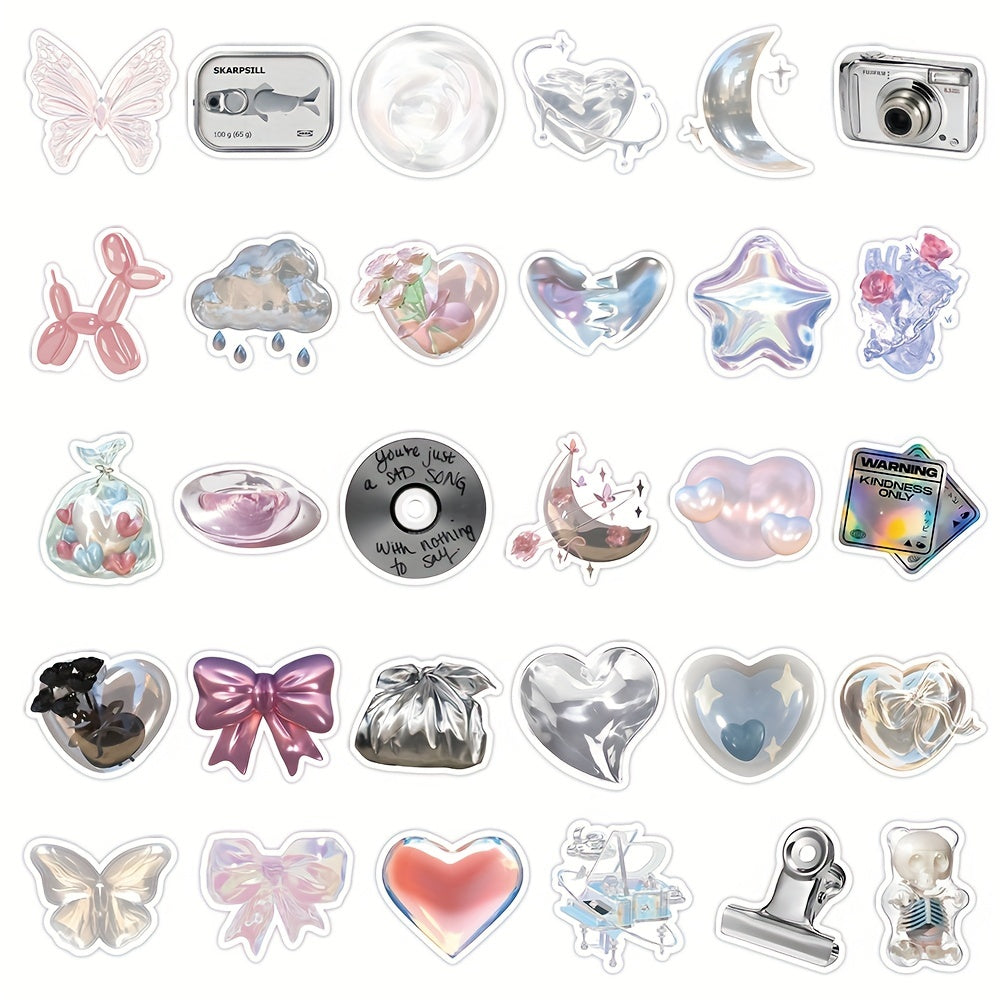60Pcs Pink Silver Waterproof Stickers for Laptop Water Bottles