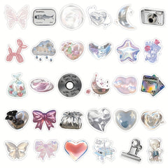 60Pcs Pink Silver Waterproof Stickers for Laptop Water Bottles