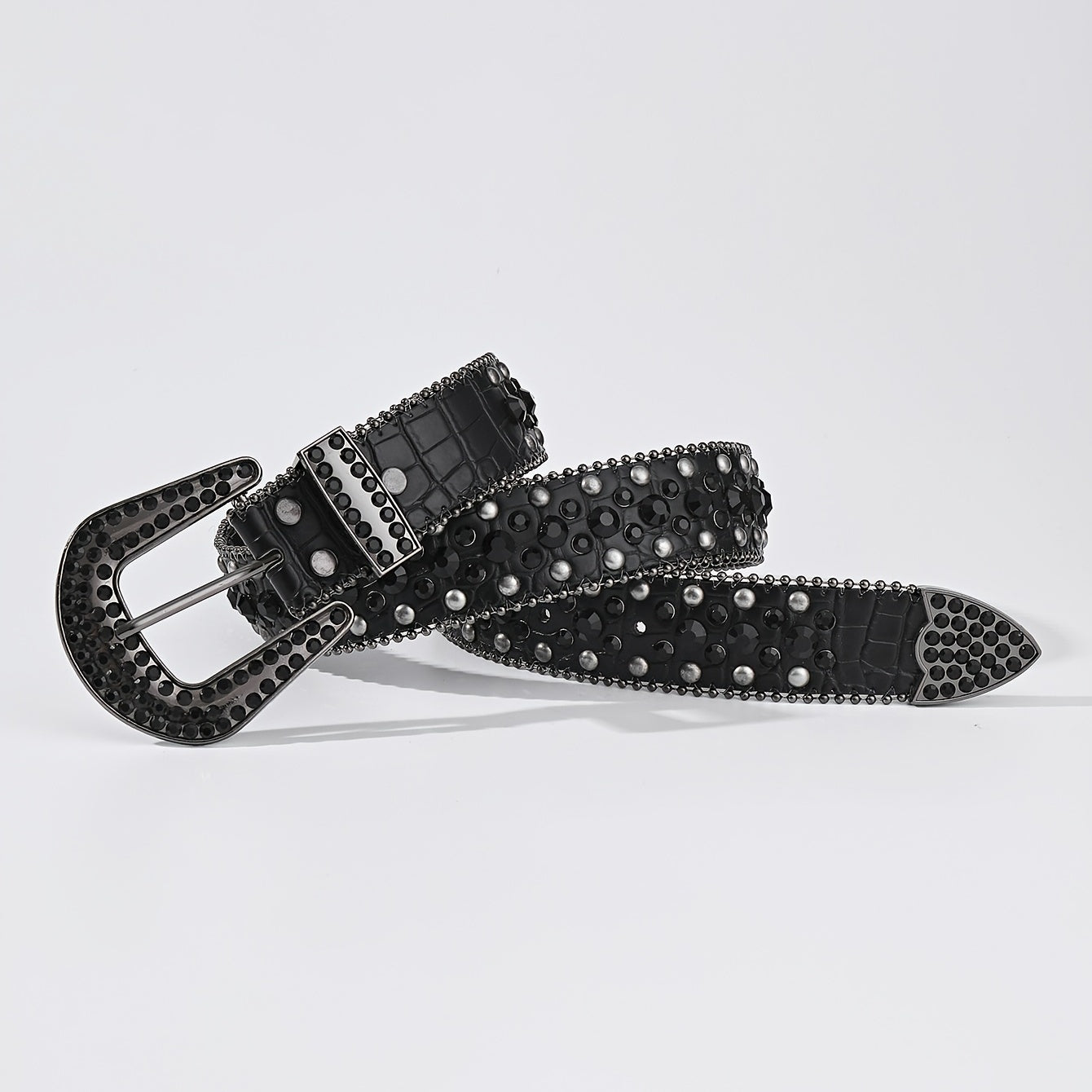 Men's Women's Rhinestone Belt Western Cowgirl Studded Leather Belt