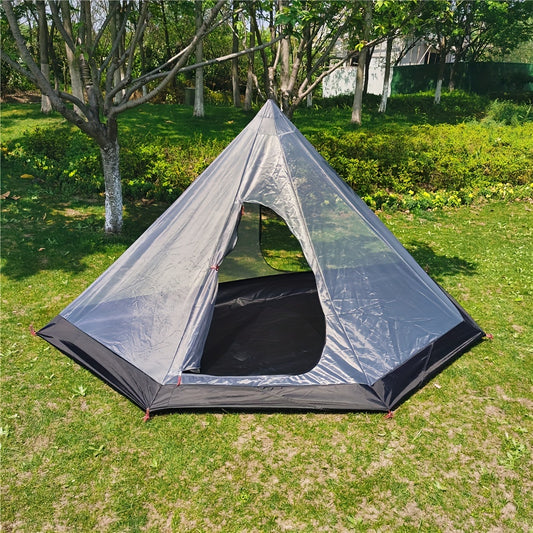 Portable Pentagonal Camping Tent with Anti-mosquito Mesh