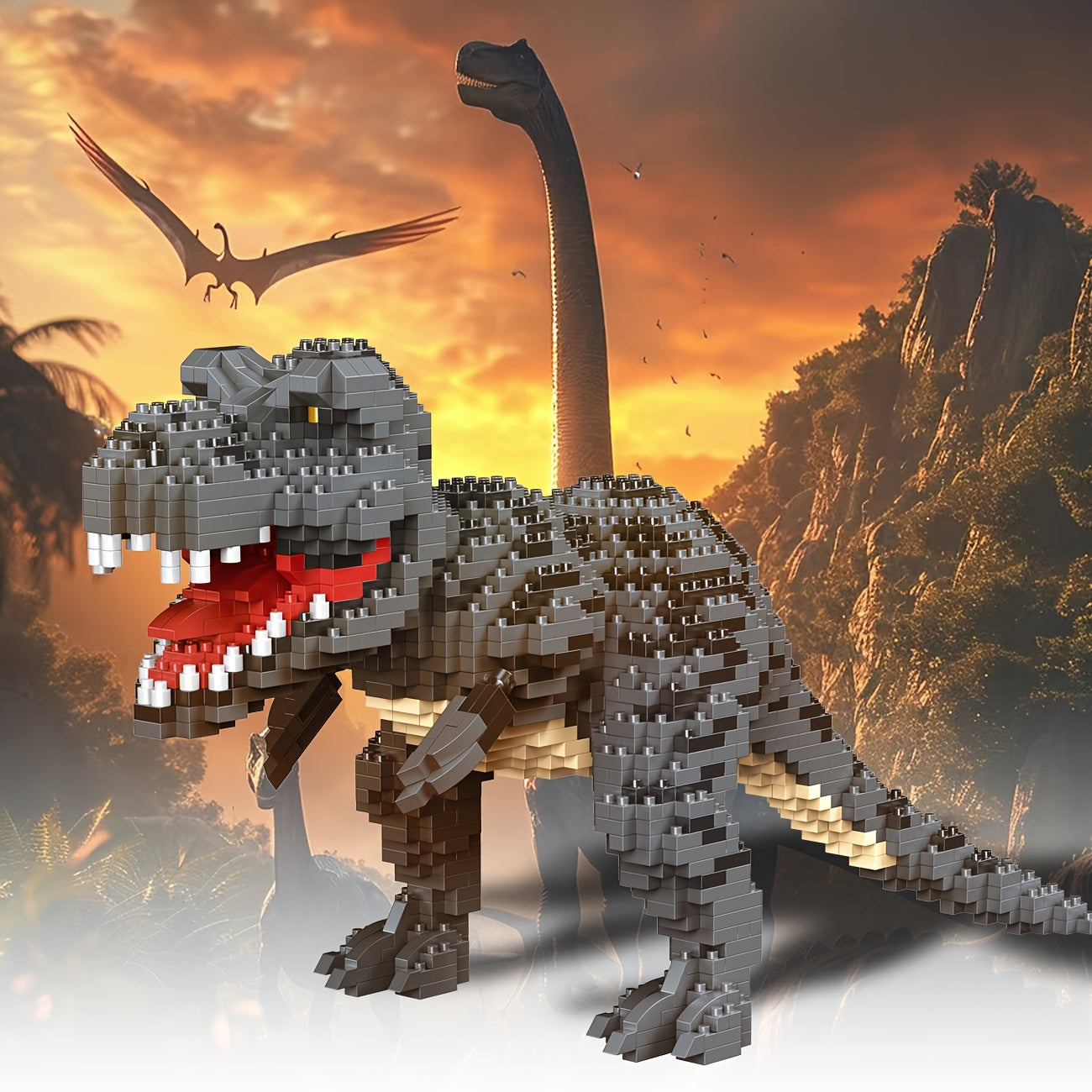 High Difficulty 1599pcs T Rex Dinosaur Building Blocks Model