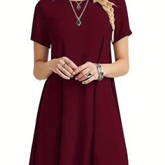 Casual Crew Neck Short Sleeve T-shirt Dress Women's Clothing