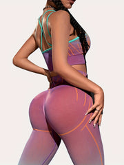 Ombre Fitness Suit Spaghetti Crop Top & High Waist Pant Set