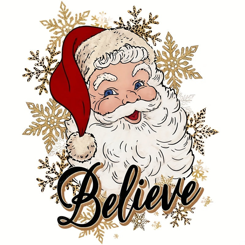2pcs Santa Claus Christmas Iron on Letter Transfers T Shirts