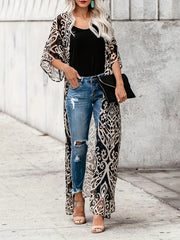 Tribal Print Boho Cover Up Maxi Kimono