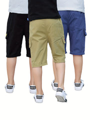 Boys Letter Print Cotton Shorts for Summer Outdoor