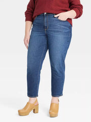 High Waist Straight Leg Denim Pants
