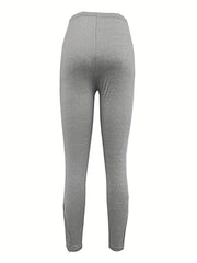 Floral Lace Panel Skinny Leggings Casual Every Stretchy Leggings