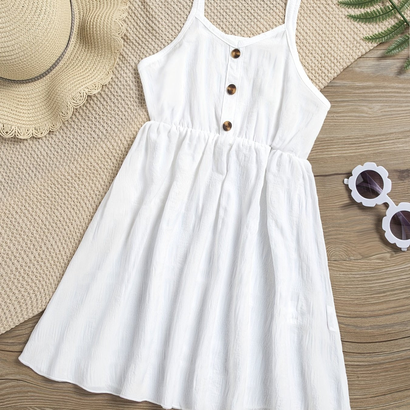 Toddler Girls Button Front Casual Cami Dress