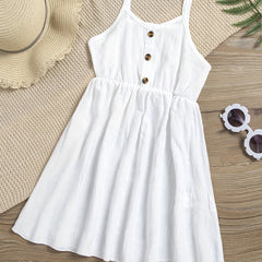 Toddler Girls Button Front Casual Cami Dress