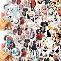 50pcs Beauty And Cat Series Graffiti Stickers Waterproof DIY Sticker Pack