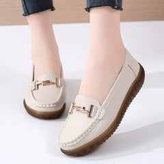 Women's Metal Decor Flat Loafers Soft Slip On Casual Walking Shoes