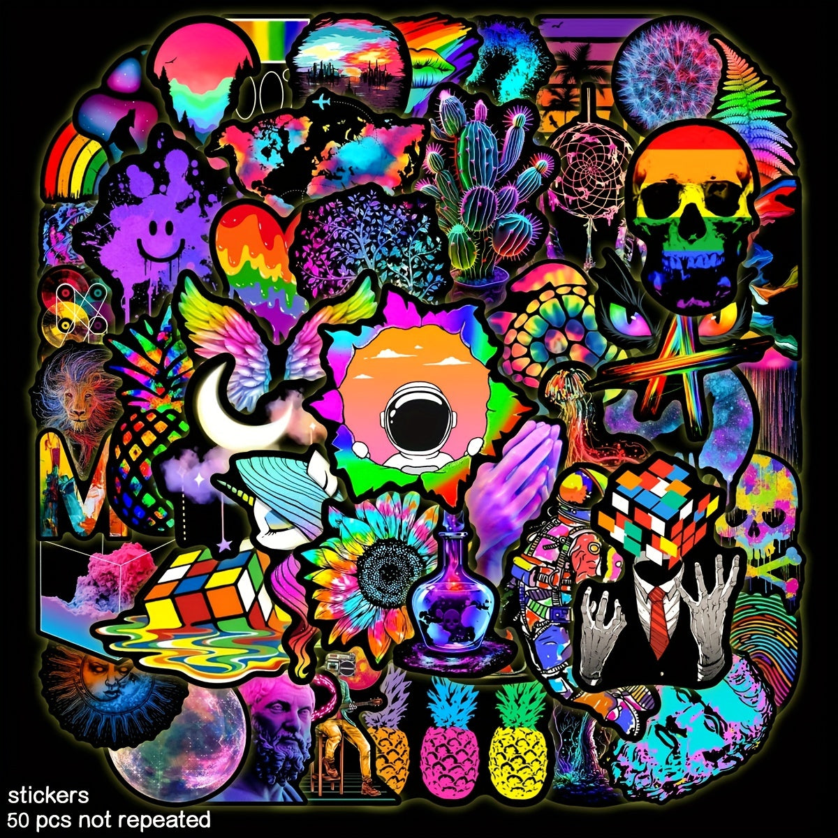 50pcs Colorful Art Graffiti Stickers for Phone Travel Skateboards Waterproof