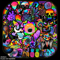 50pcs Colorful Art Graffiti Stickers for Phone Travel Skateboards Waterproof