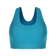 Sports Bra Women's Plus Solid Ribbed Round Neck High Stretch